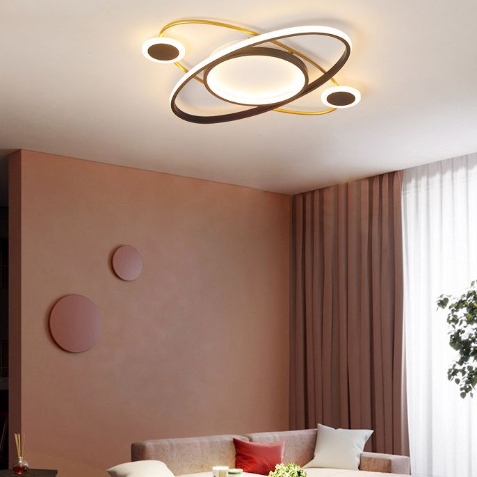 Modern Creative LED Ceiling Fixture Geometric 4-Light Flush Mount with Acrylic Shade