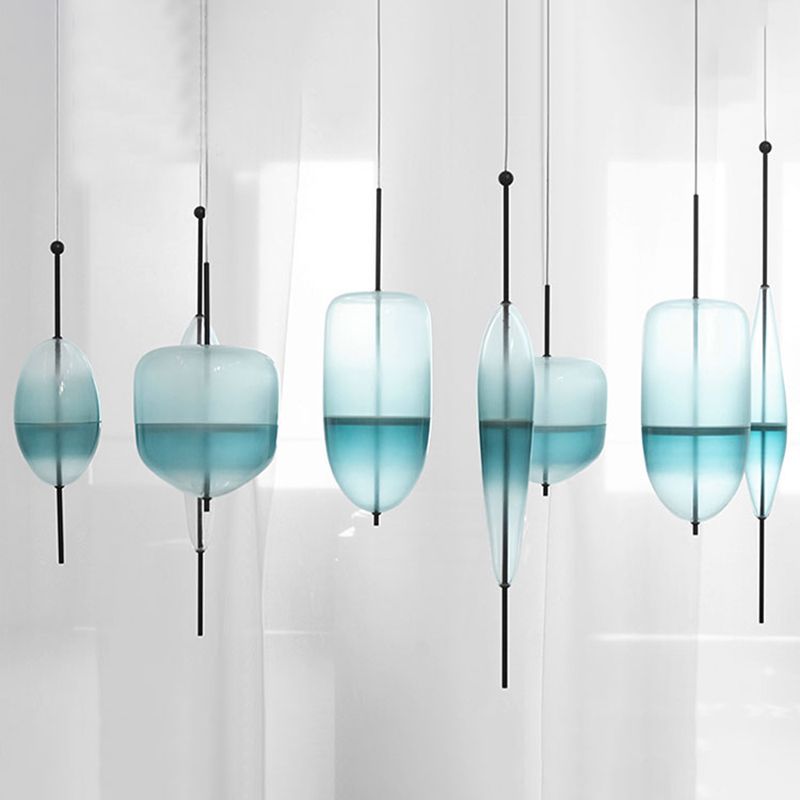 1 Light Geometric Hanging Ceiling Light Modern Style Glass Hanging Lamps