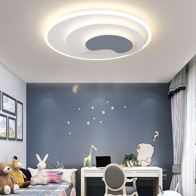 Modern Metal Flush Mount LED Geometric Shape Ceiling Light with Acrylic Shade for Bedroom