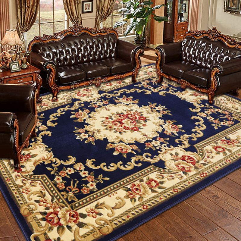 Antique Floral Design Carpet Polyester Indoor Rug Stain Resistant Area Carpet for Home Decoration