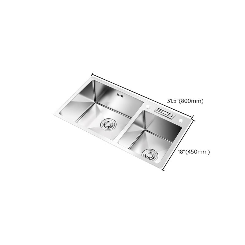 Kitchen Double Sink Stainless Steel Modern Style Drop-In Kitchen Sink