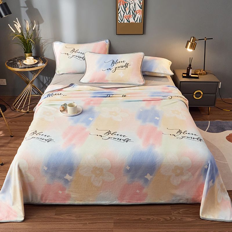 Vintage Bed Sheet Floral Printed Wrinkle-Free Non-Pilling Flannel Sheet