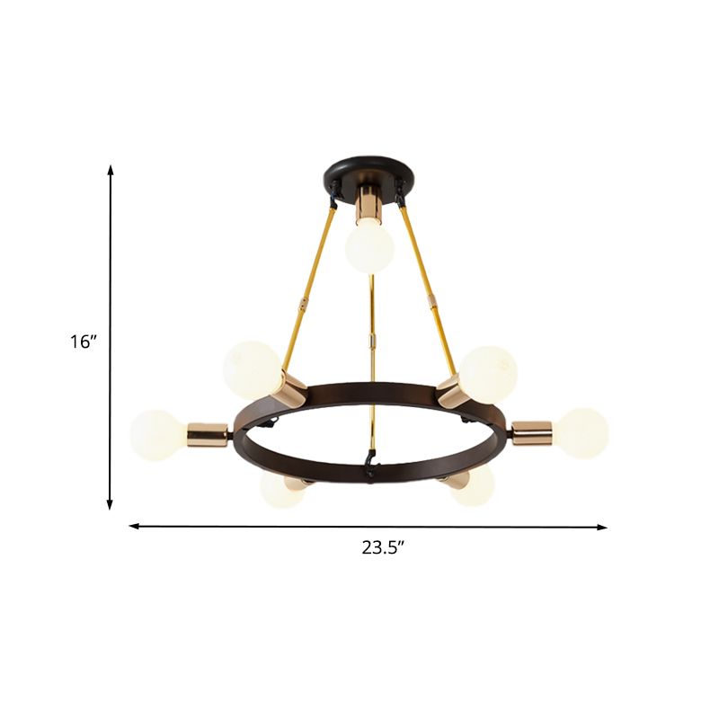 Metal Loop Chandelier Pendant Light Minimalist 7/9-Head Black and Gold Hanging Ceiling Lamp for Bedroom