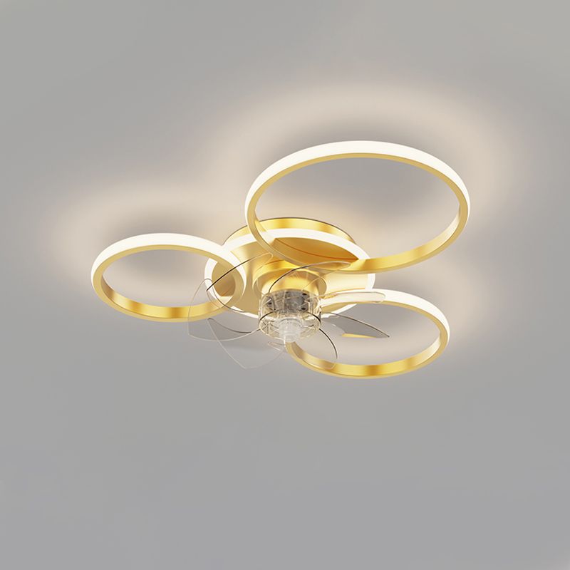 Modern Gold LED Fan Light Metal Multi Light Flush Mount Light for Living Room