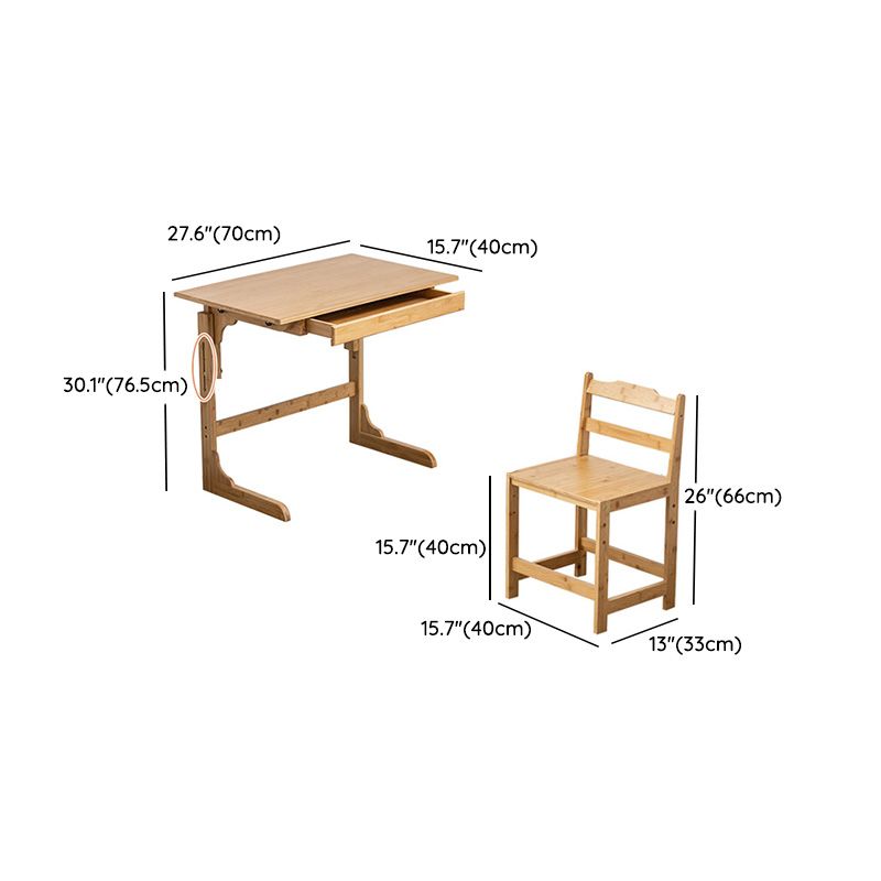 Bamboo Writing Desk School Family Children Liftable Folding Study Table