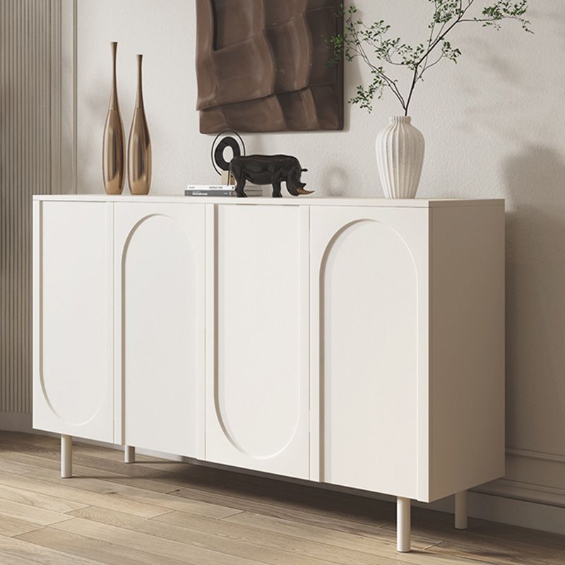 Contemporary White Wood Buffet Sideboard Adjustable Shelving Sideboard