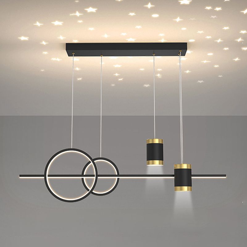 Modern Cylinder Island Lighting Metal 5 Light Island Lighting Fixture for Dining Room