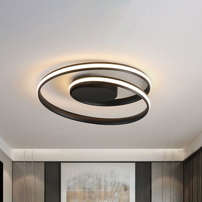 Circular Semi Flush Mount Lighting Contemporary Aluminum Ceiling Light Fixtures for Bedroom