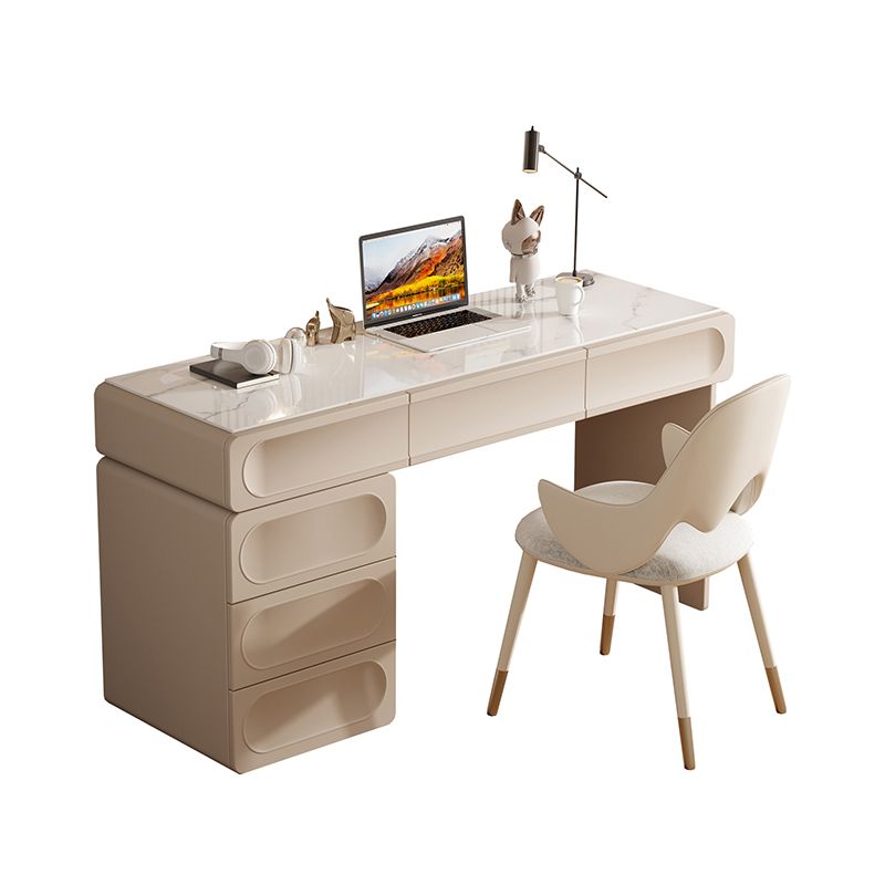 6 Drawers Writing Desk Rectangular Shaped Office Desk in White