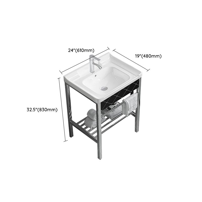 Modern Bathroom Sink Vanity Metal Frame Shelving Included Freestanding Sink Vanity