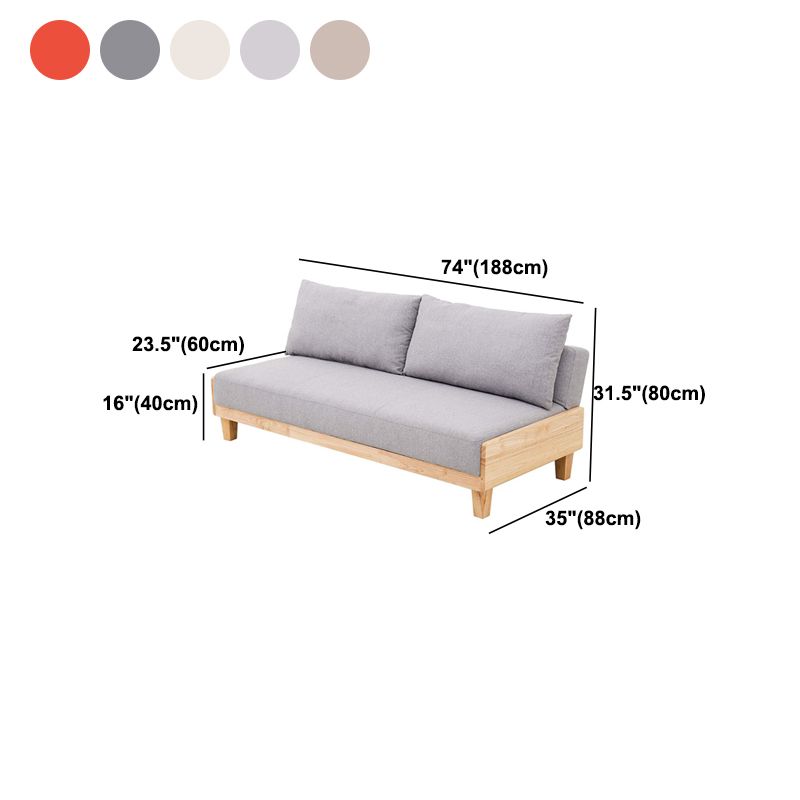 Linen Modern Armless Sofa Wooden Sleeper Sofa for Living Room, Apartment