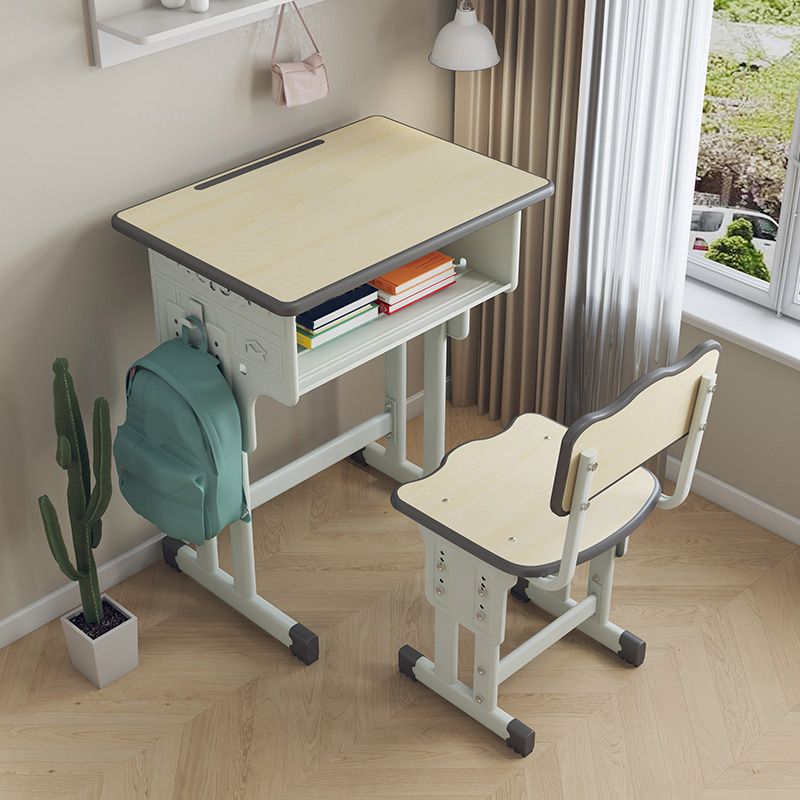 Wooden and Metal Writing Desk School Home Children Adjustable Study Desk