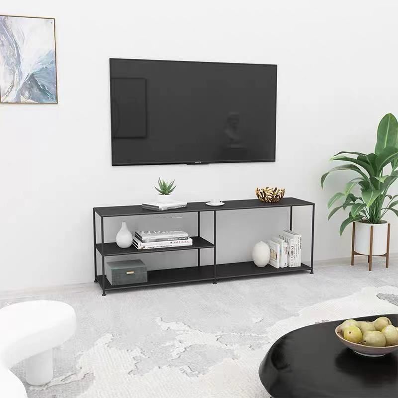 12.99"W TV Stand Open Storage Industrial Style TV Console with 3-shelf
