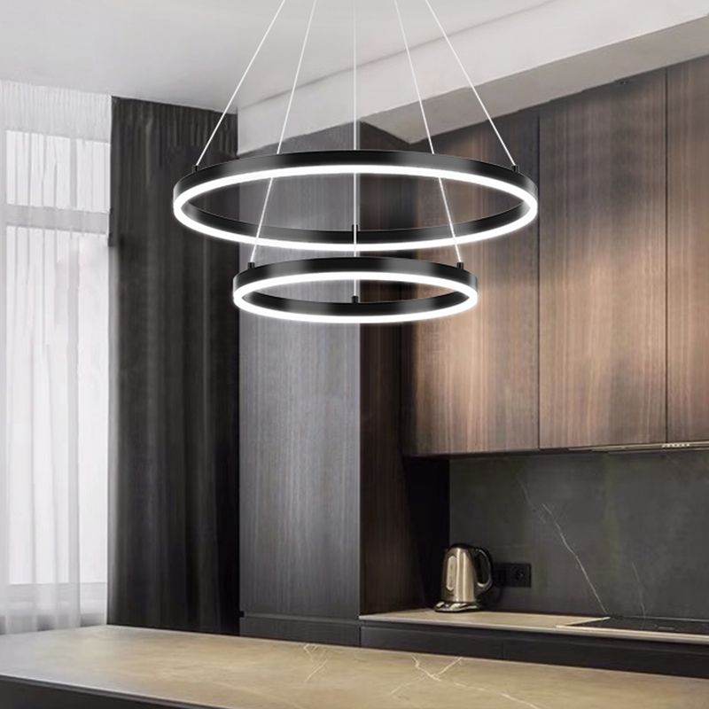 Nordic Circle Chandelier Metal Layered LED Chandelier Pendant for Bedroom