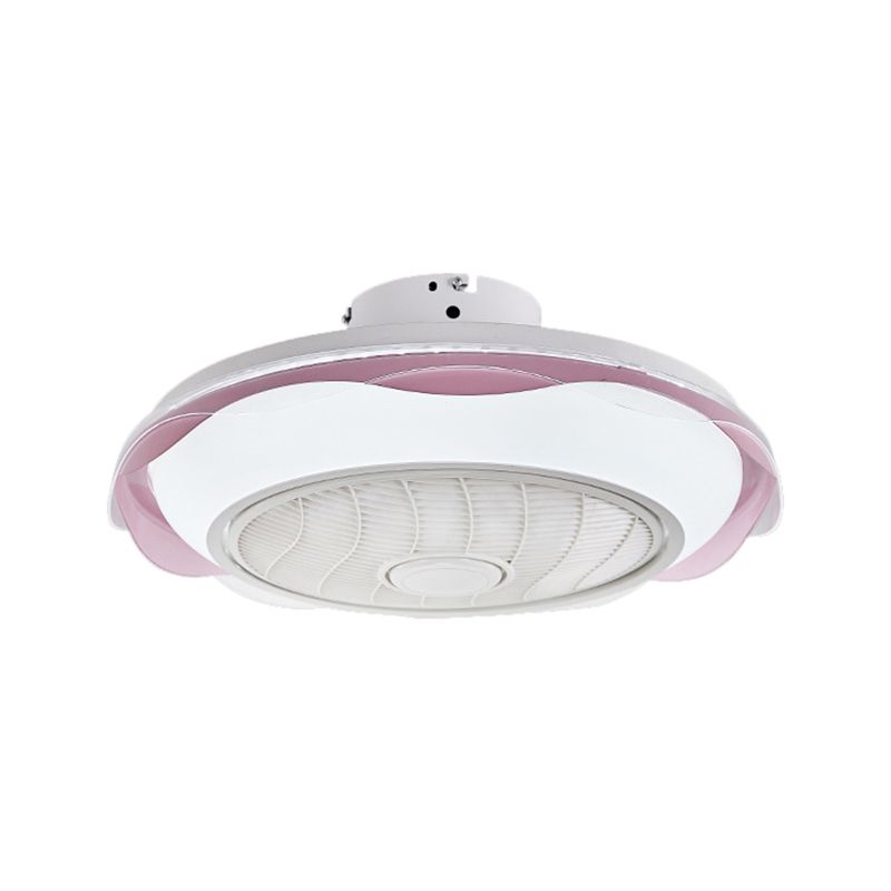 Wit/roze/blauwe/blauwe cirkel plafondventilator verlichting Modernisme Led metalen semi -spoellamp, 20,5 "W