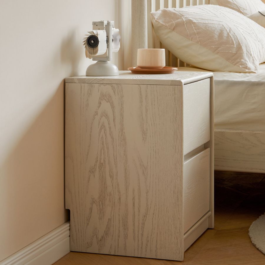 White Nursery Nightstand Wooden Nursery Nightstand with 2 Drawers