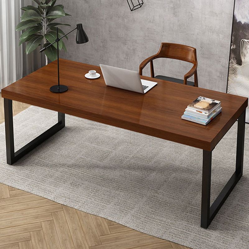 Industrial Solid Wood Writing Desk Sled Base Rectangular Office Desk with Iron Legs