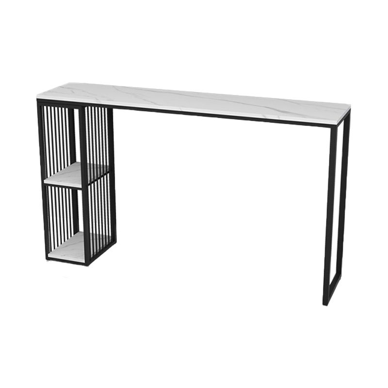 Living Room Modern Patio Bar Table Marble Rectangle 2-shelf Sled Bistro Bar Desk