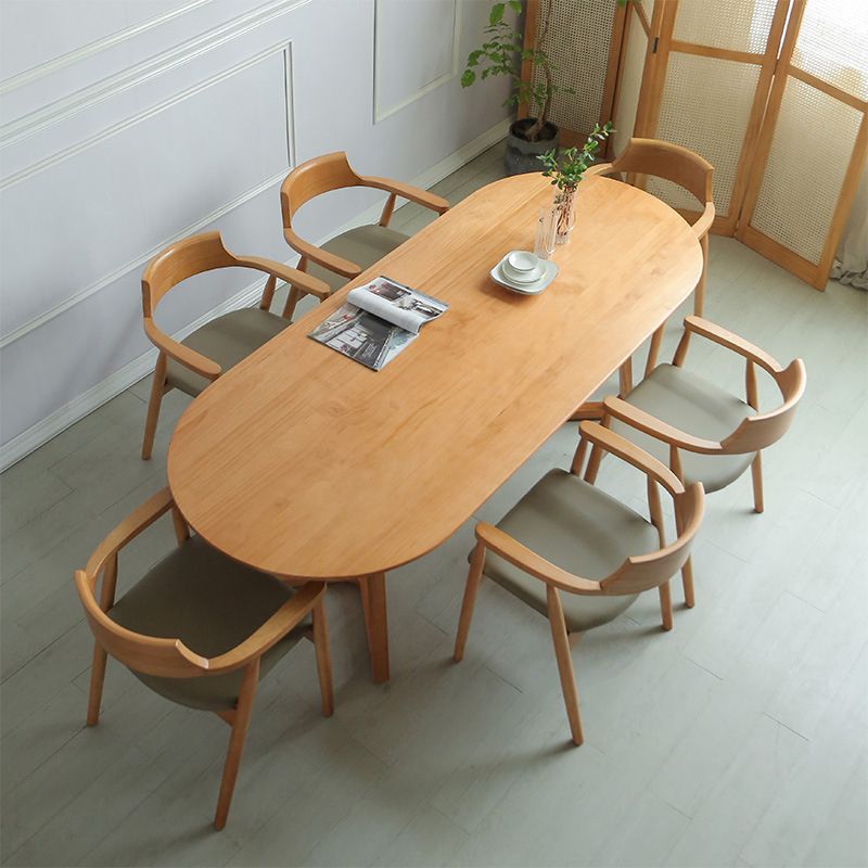 Contemporary Oval Dining Table Solid Wood Dining Table with Sled Base