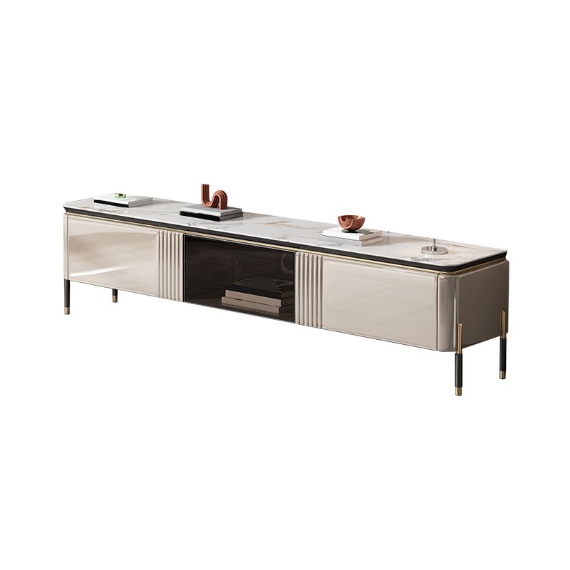 Glam TV Console Stone Media Console Open Storage Console with Drawers