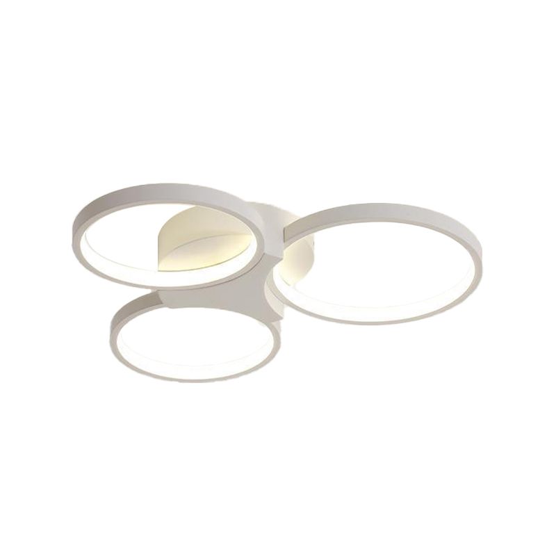 LED Ring 3 / 6 - Light Semi Flush Mount in Matte White Iron and Acrylic Ceiling Fixture