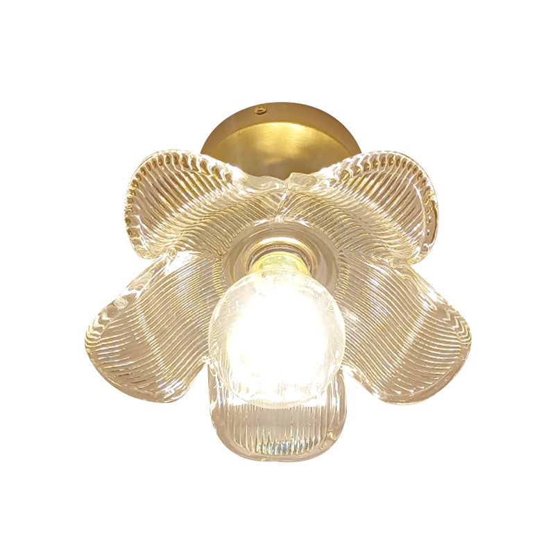 1-Light Ceiling Light Glass Ceiling Mount Light with Glass Shade for Aisle