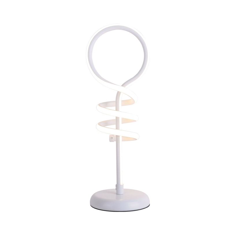 White Lollipop Desk Light Contemporary LED Acrylic Reading Lamp with Spiral Design in Warm/White Light