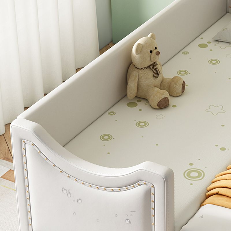 Contemporary Kids Bed Faux Leather Princess with Guardrails in White