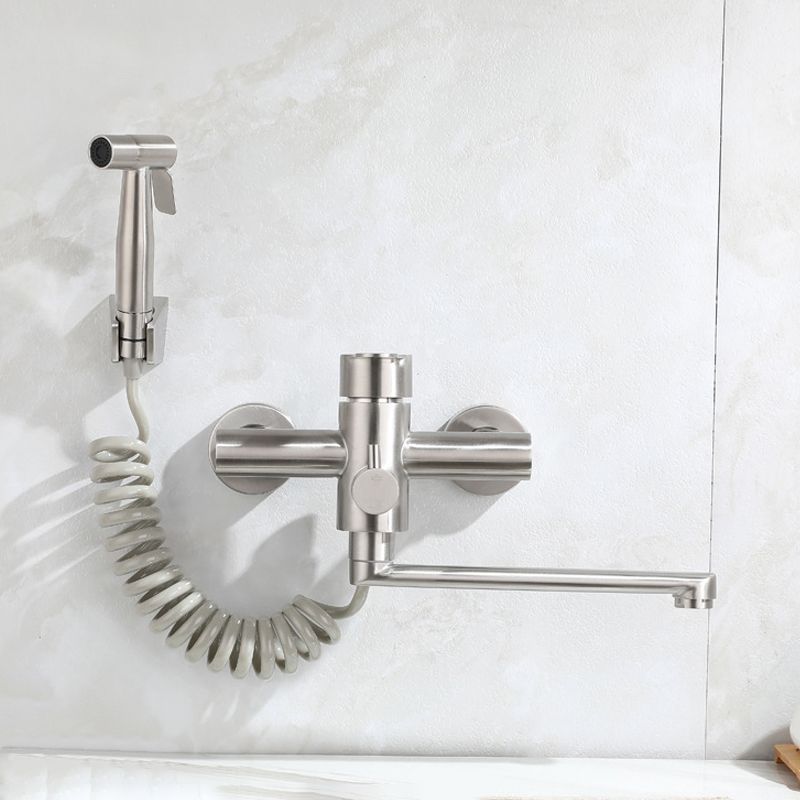 Contemporary Bridge-Style Kitchen Faucet Low Profile with Side Spray