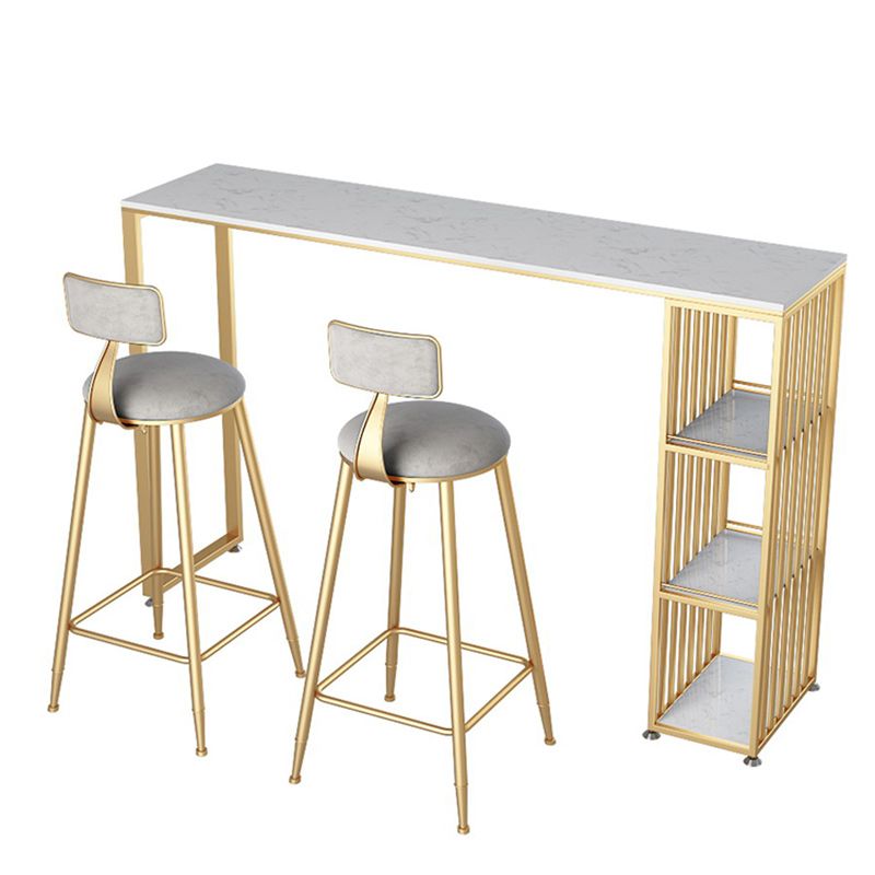 Indoor Contemporary Bistro Bar Desk with Storage Double Pedestal Bistro Bar Table