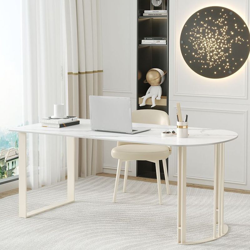 Modern Style Stone Writing Desk Irregular Shape Writing Table with 2-Legs for Home