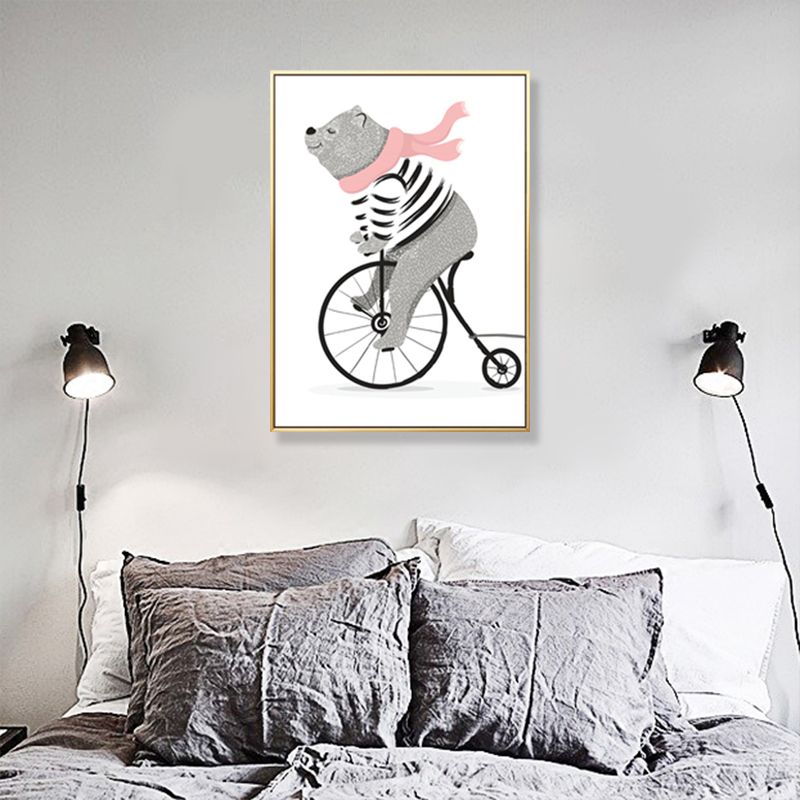 Pastel Animal Canvas Print Textured Cartoon Kids Bedroom Wall Art, Multiple Size Options