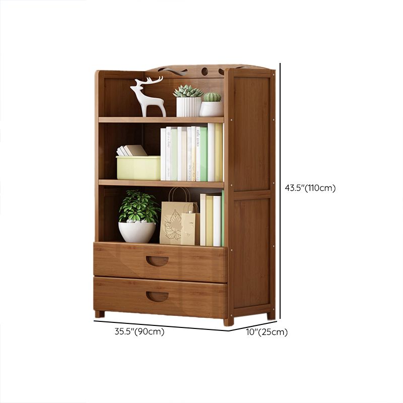 Vertical Contemporary Bamboo Bookcase Open Back Bookshelf for Office