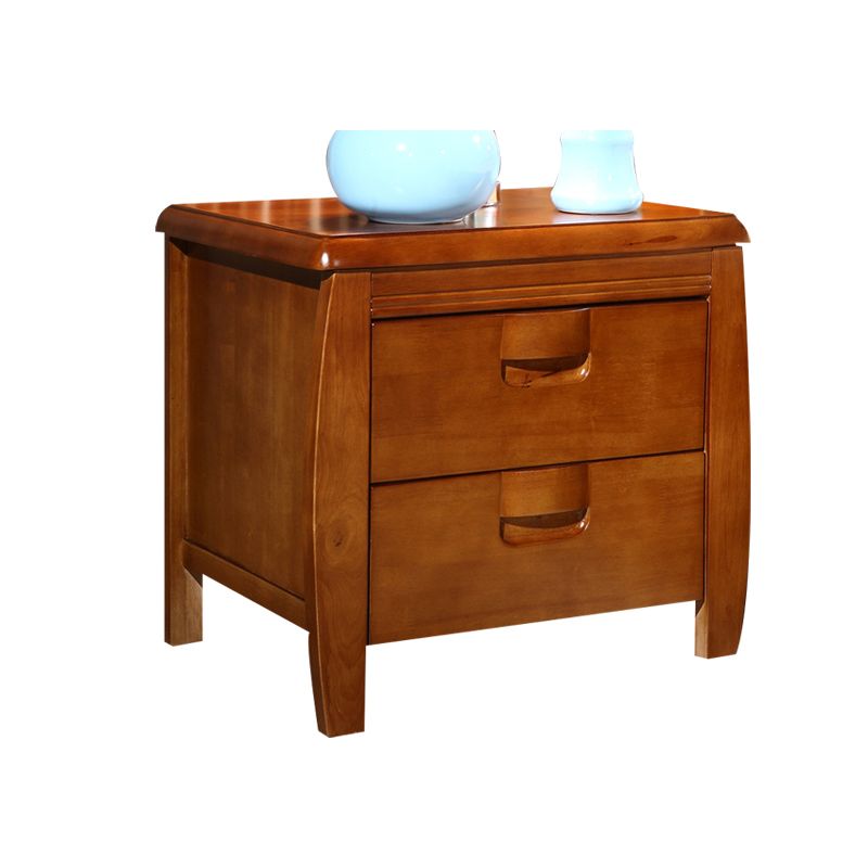 2 Drawers Contemporary Night Table Antique Finish Nightstand