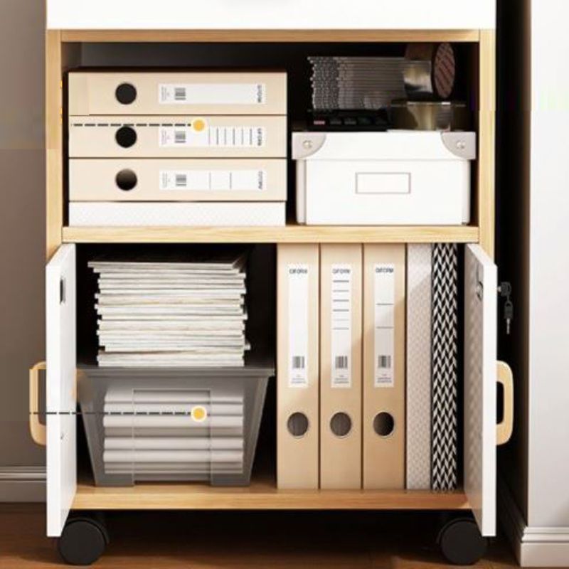 Modern Cabinet Wood Drawers Storage Shelves Filing Cabinet with Wheels