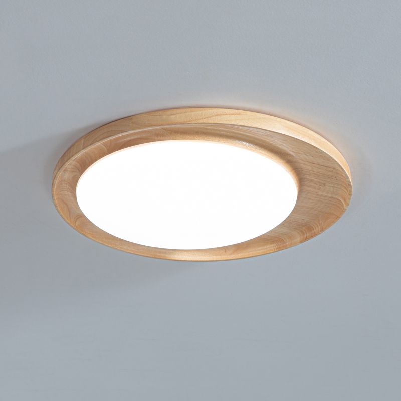 Modern Style Circle Shape Flush Mount 1 Light Wood Ceiling Light for Bedroom