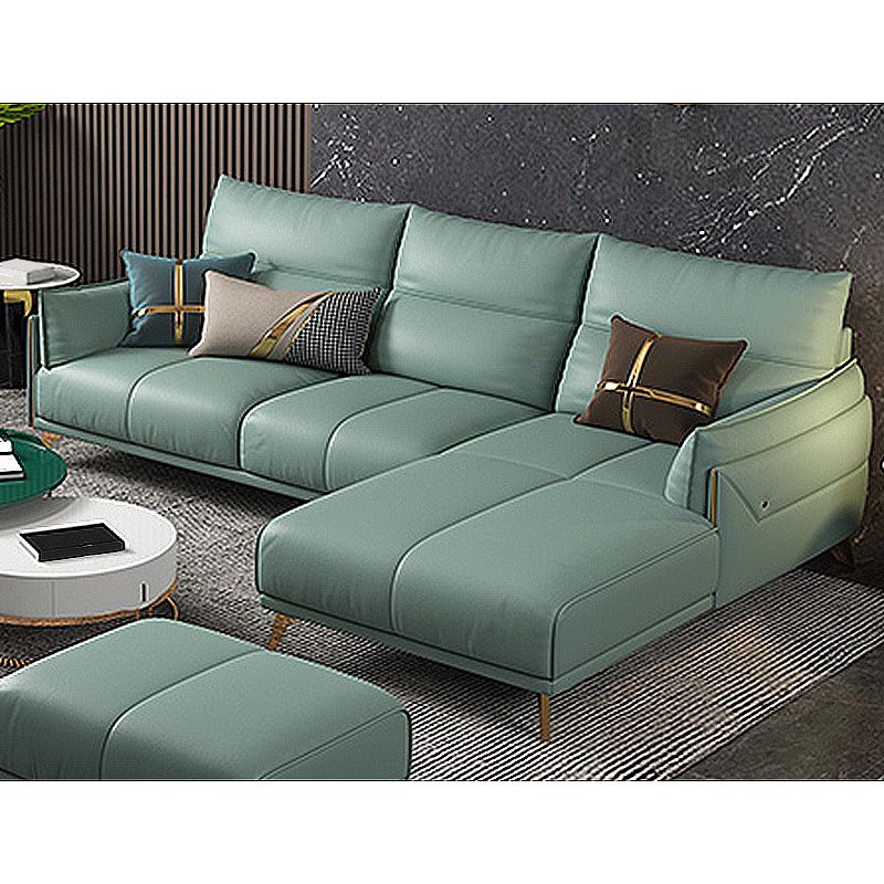 Green Modern Genuine Leather Cushion Back Sofa/Sectional with Wear-Resisting