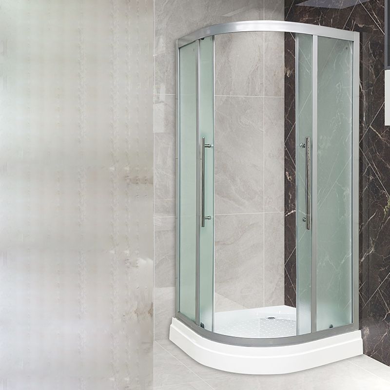 Double Sliding Rounded Shower Stall Frosted Tempered Glass Shower Kit