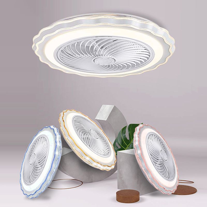 Éclairage de ventilateur de plafond floral Style de style en métal LED MONT SEMI FUX LEMP