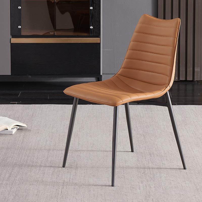 Modern Style Dining Chair Armless Chair with Metal Legs for Kitchen