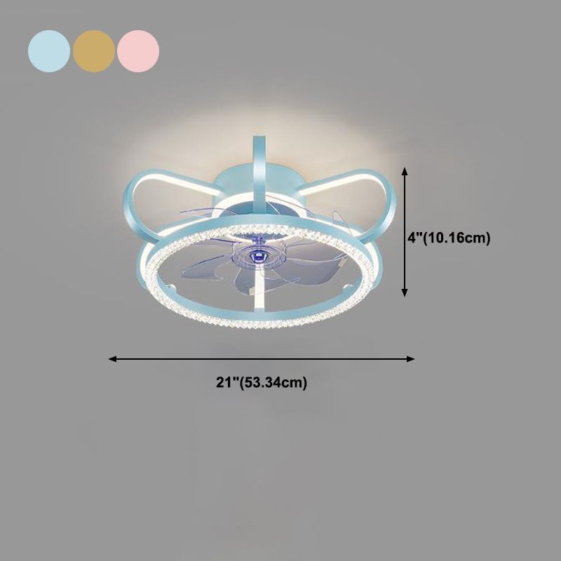 Metal Crown Ceiling Fan Lamp Modern Style LED Ceiling Light for Kids Bedroom