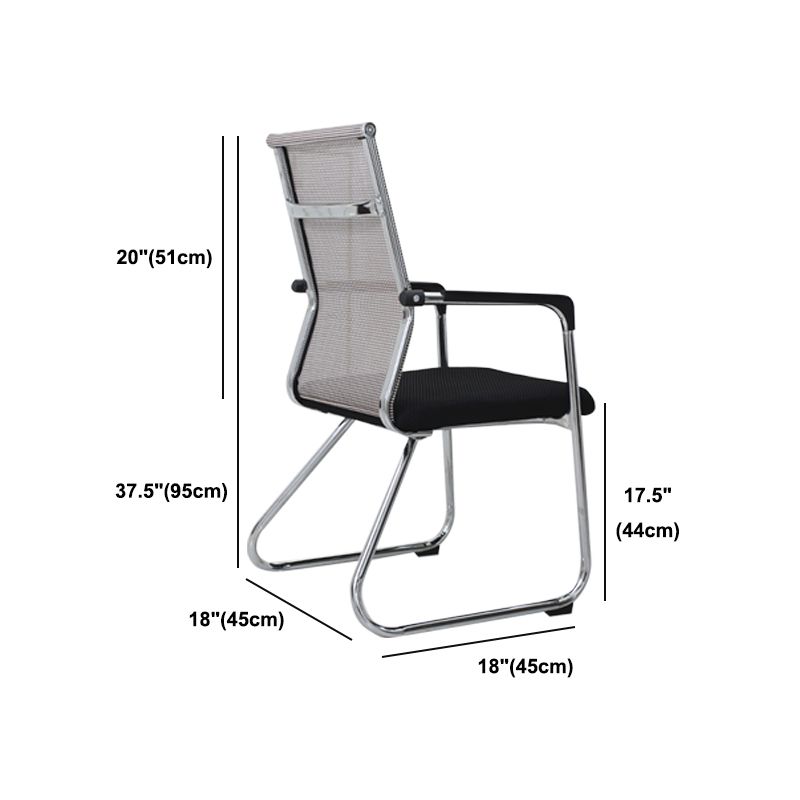 Contemporary Fixed Arms Desk Chair Ergonomic Mid-Back Desk Chair