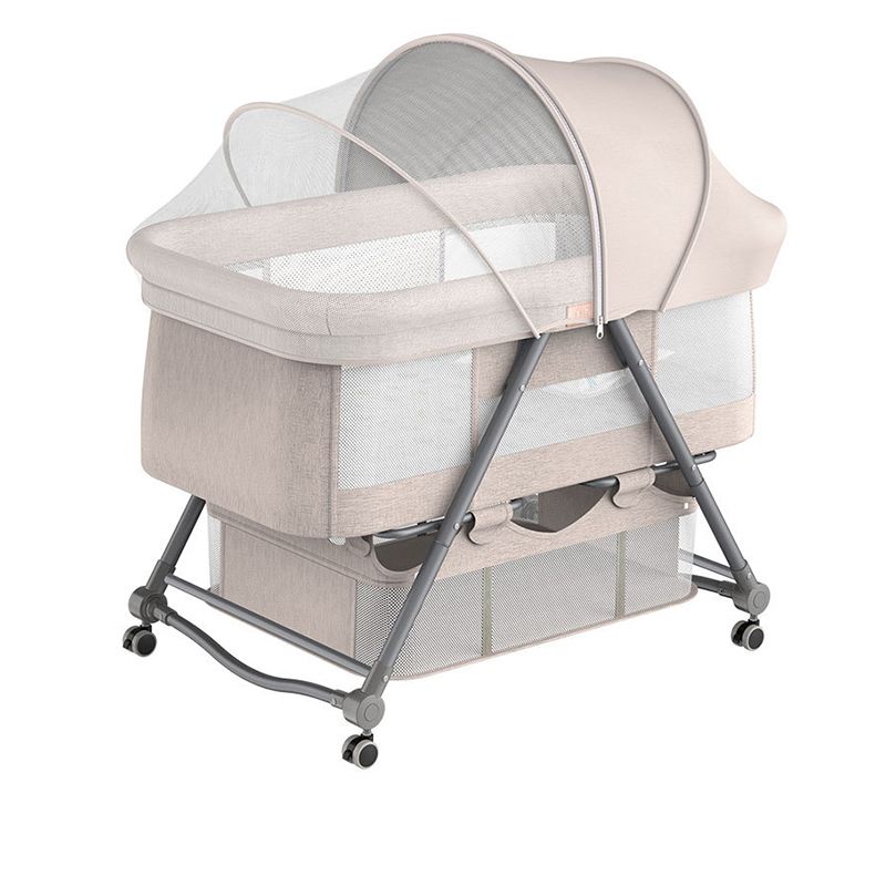 Foldable and Portable Cradle Moving Crib Cradle with Mattress and Wheel