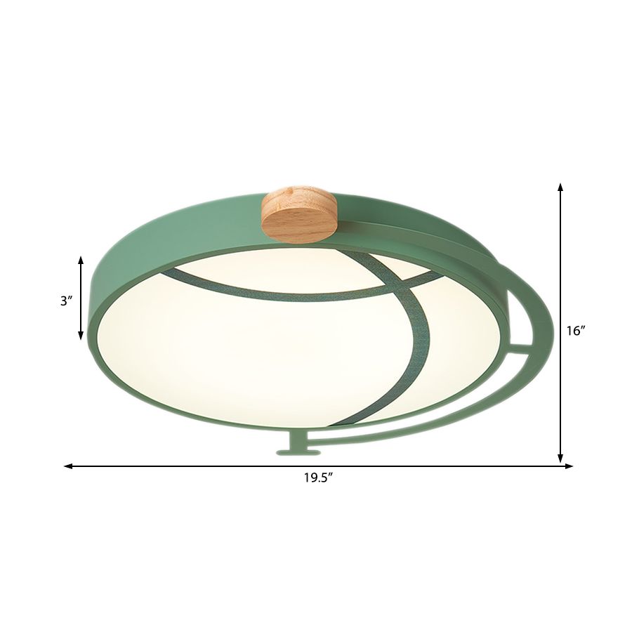 Cartoon Tellurion Design Flush Mount Lighting Acrylic LED Bedroom Flush Ceiling Light in Green/Gray