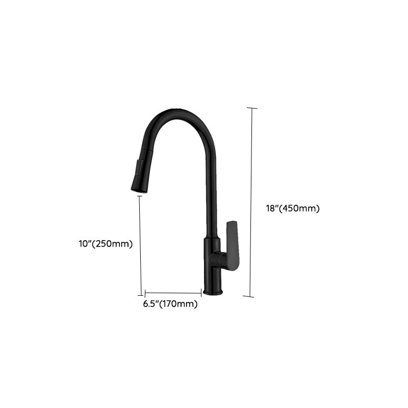 Modern Style Kitchen Faucet Copper Lever Handle Gooseneck Kitchen Faucet