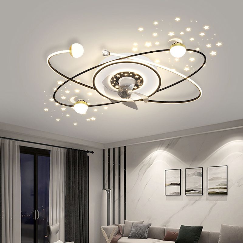 Oval Shape Metal Ceiling Fans Modern Style 8-Lights Ceiling Fan Fixtures