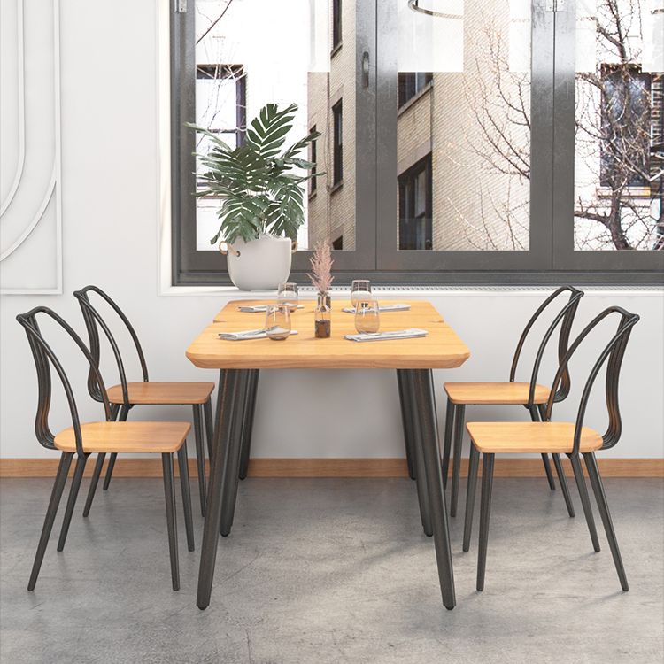 Industrial Style Dining Table Solid Wood 4 Legs Table for Dining Room