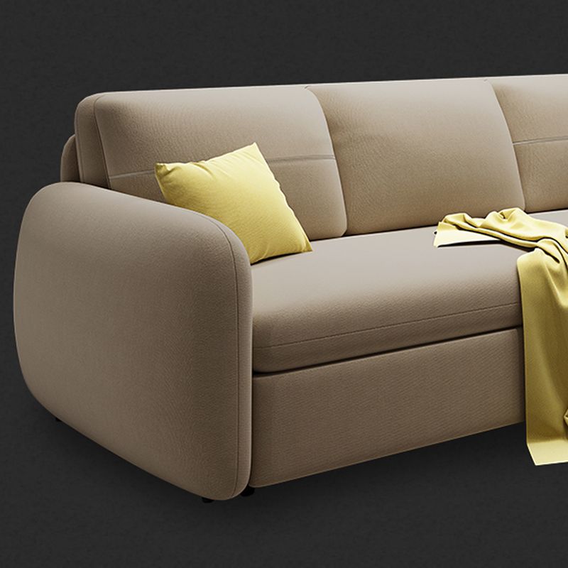 Modern Square Arm Bed Sofa Couch with Storagee with Pillows in Beig