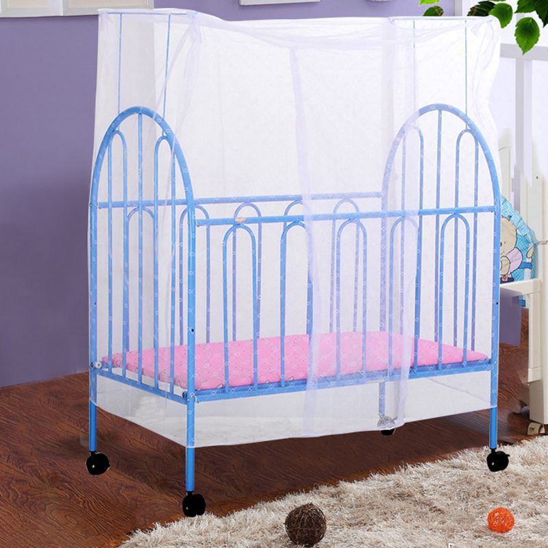 Metal Convertible Crib 2-in-1 Industrial Crib with Casters and 6-Piece Nursery Set