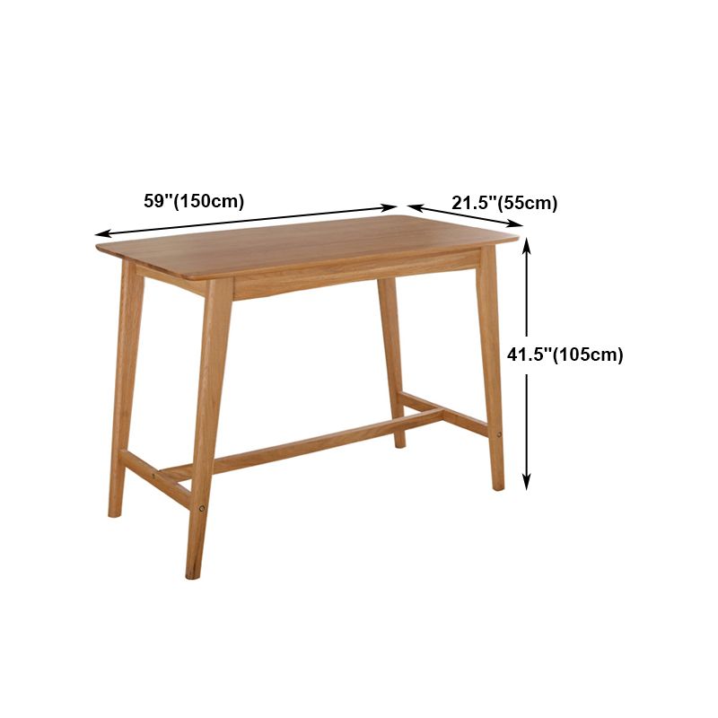 Modern Natural Counter Table Solid Wood Fixed Table Indoor Patio Bar Table